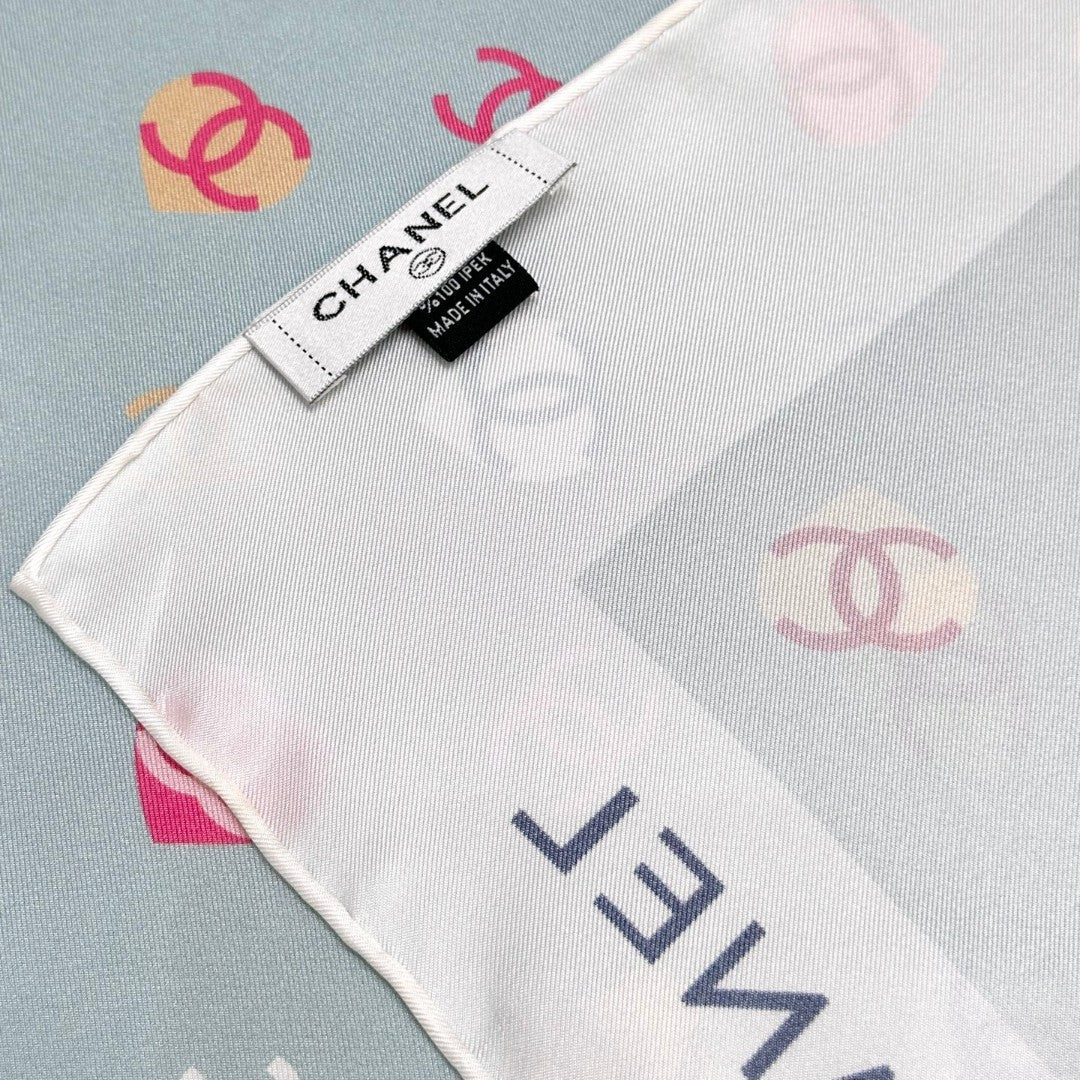 Bow Print Silk Square Scarf