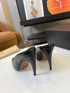 Spring Summer Peep-Toe Metal Heel Pump