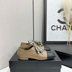 Two-Tone Leopard Ribbon Lace-Up Flat