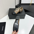 Two-Tone Leopard Ribbon Lace-Up Flat