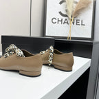 Two-Tone Leopard Ribbon Lace-Up Flat