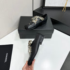 Two-Tone Leopard Ribbon Lace-Up Flat