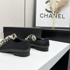 Two-Tone Leopard Ribbon Lace-Up Flat