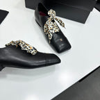 Two-Tone Leopard Ribbon Lace-Up Flat