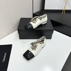 Two-Tone Leopard Ribbon Lace-Up Flat