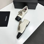 Two-Tone Leopard Ribbon Lace-Up Flat
