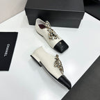 Two-Tone Leopard Ribbon Lace-Up Flat