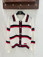 Stripe Collar Knit Cardigan