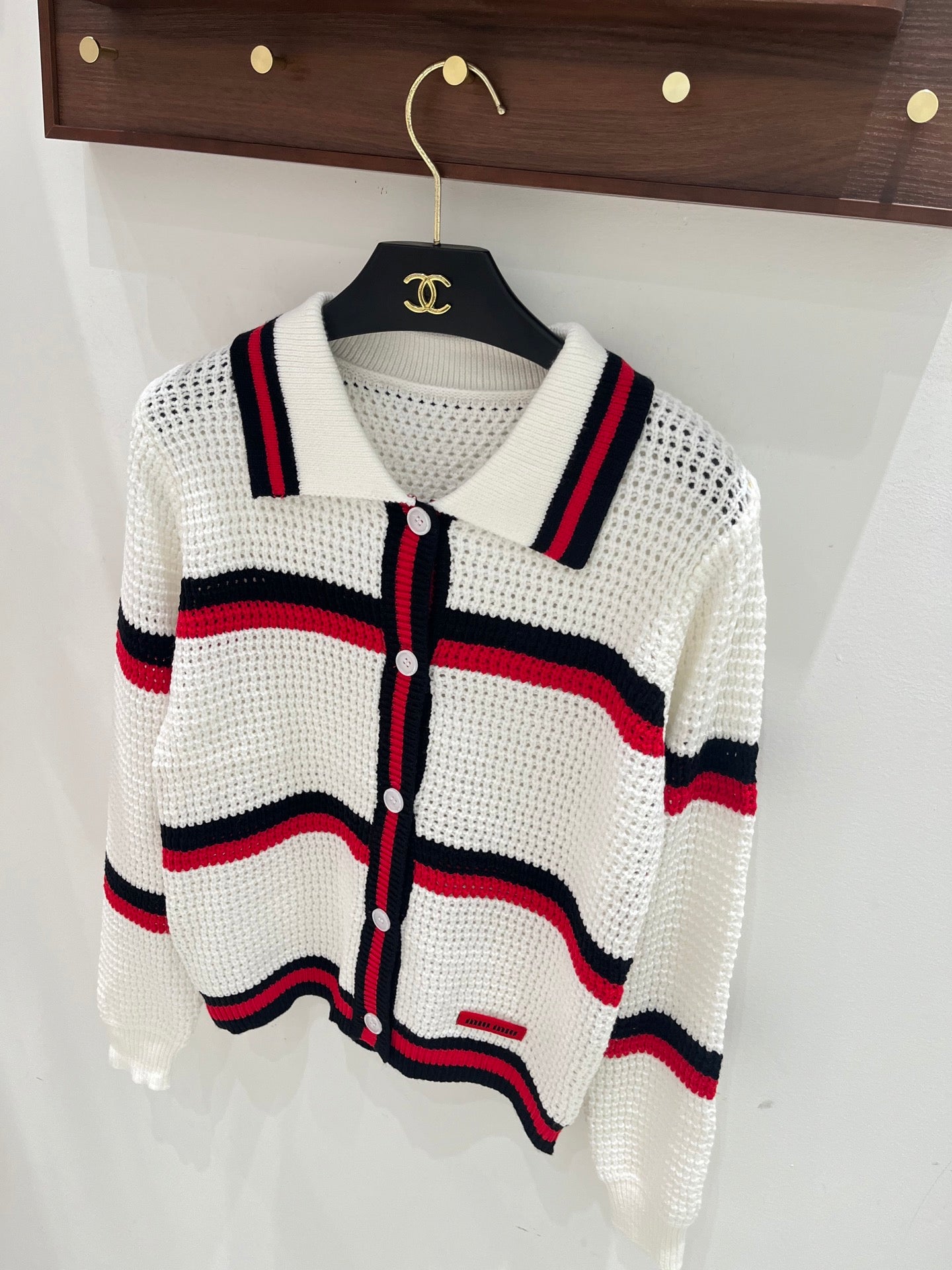 Stripe Collar Knit Cardigan