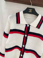 Stripe Collar Knit Cardigan