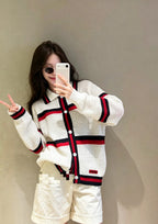 Stripe Collar Knit Cardigan