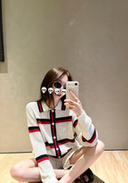 Stripe Collar Knit Cardigan