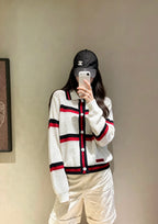 Stripe Collar Knit Cardigan