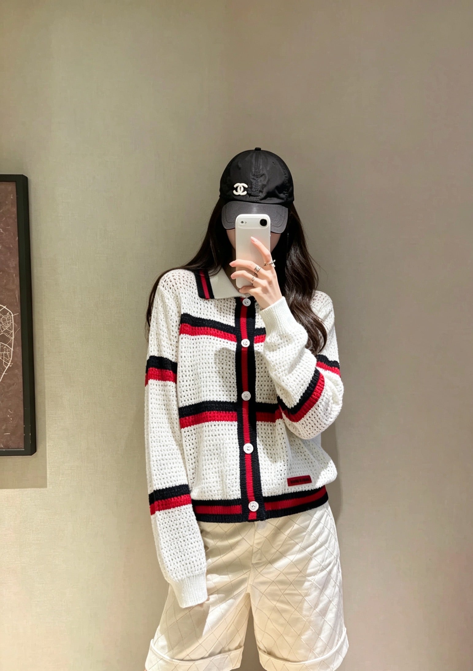 Stripe Collar Knit Cardigan