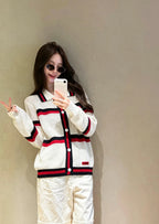 Stripe Collar Knit Cardigan