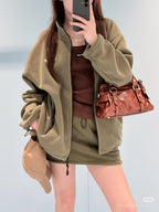 Fleece Jacket &  Mini Skirt Set