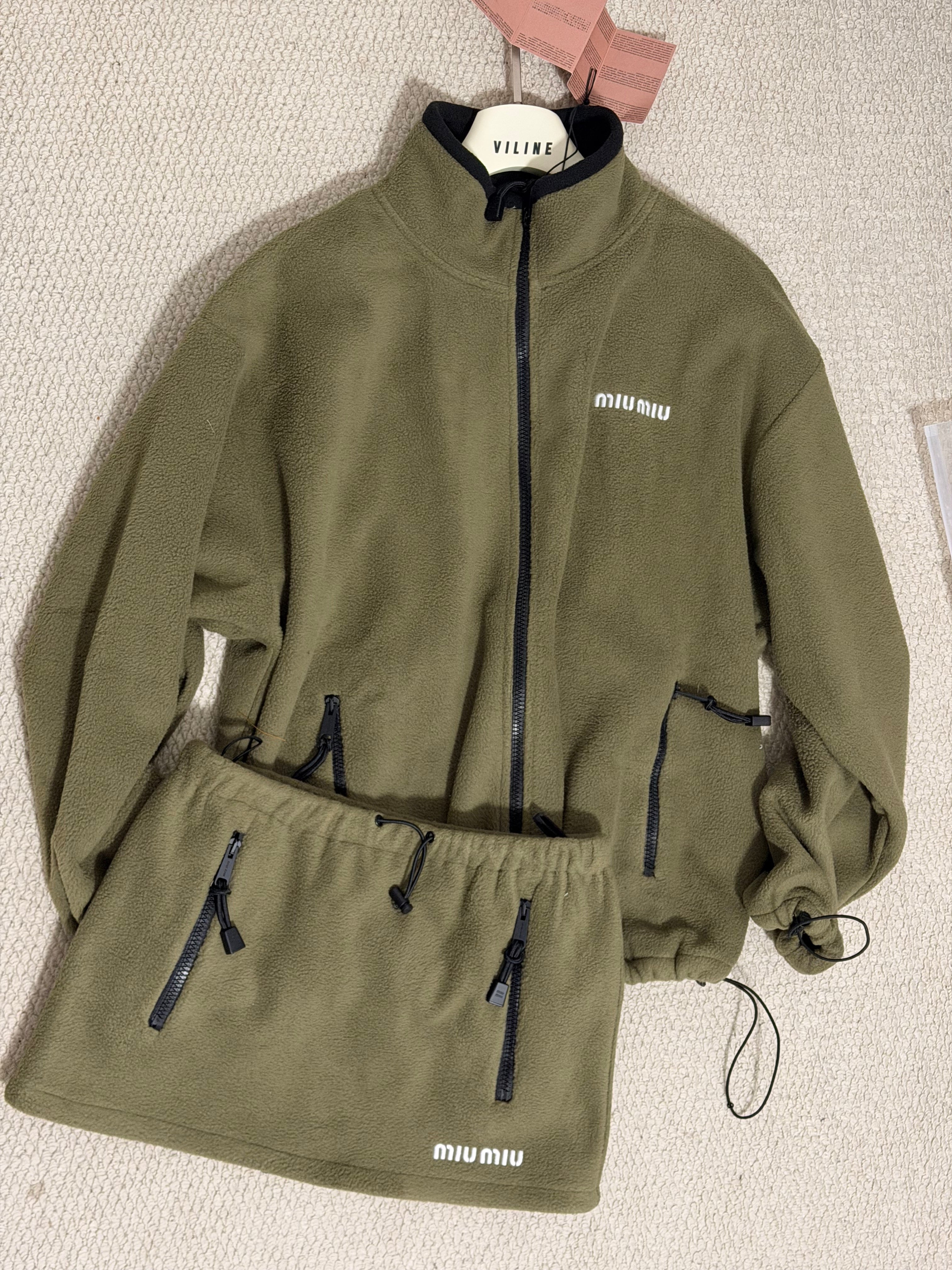 Fleece Jacket &  Mini Skirt Set