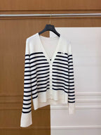 Cotton Stripe Knit Cardigan