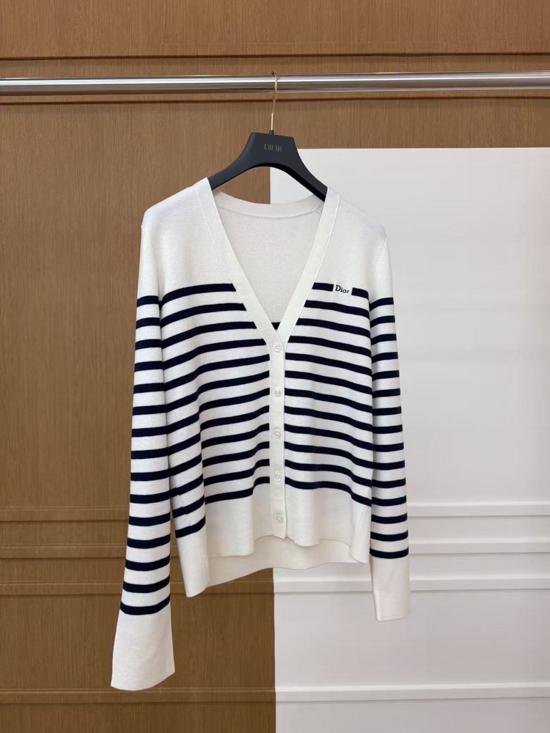 Cotton Stripe Knit Cardigan