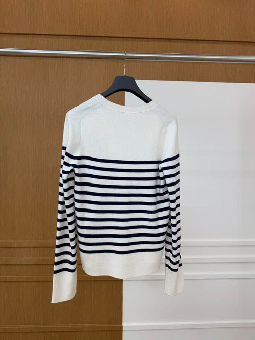 Cotton Stripe Knit Cardigan