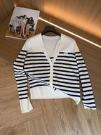 Cotton Stripe Knit Cardigan