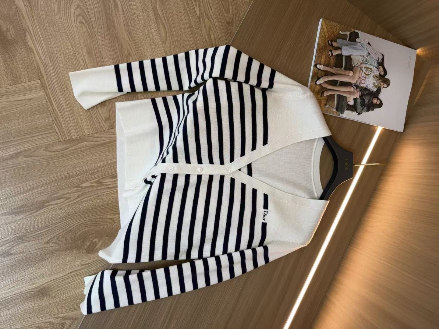 Cotton Stripe Knit Cardigan