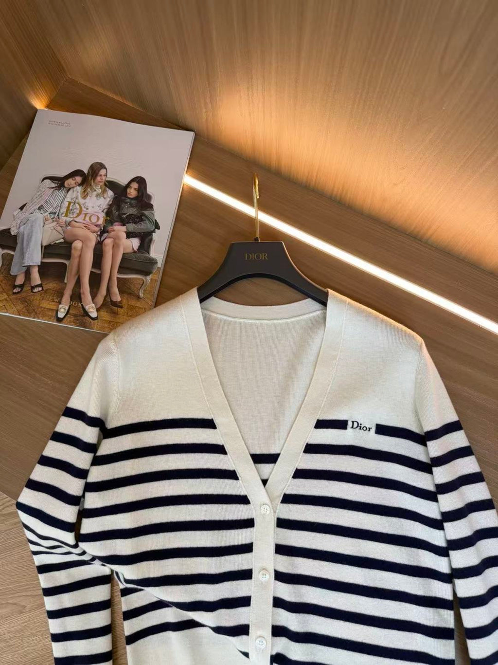Cotton Stripe Knit Cardigan