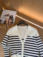 Cotton Stripe Knit Cardigan