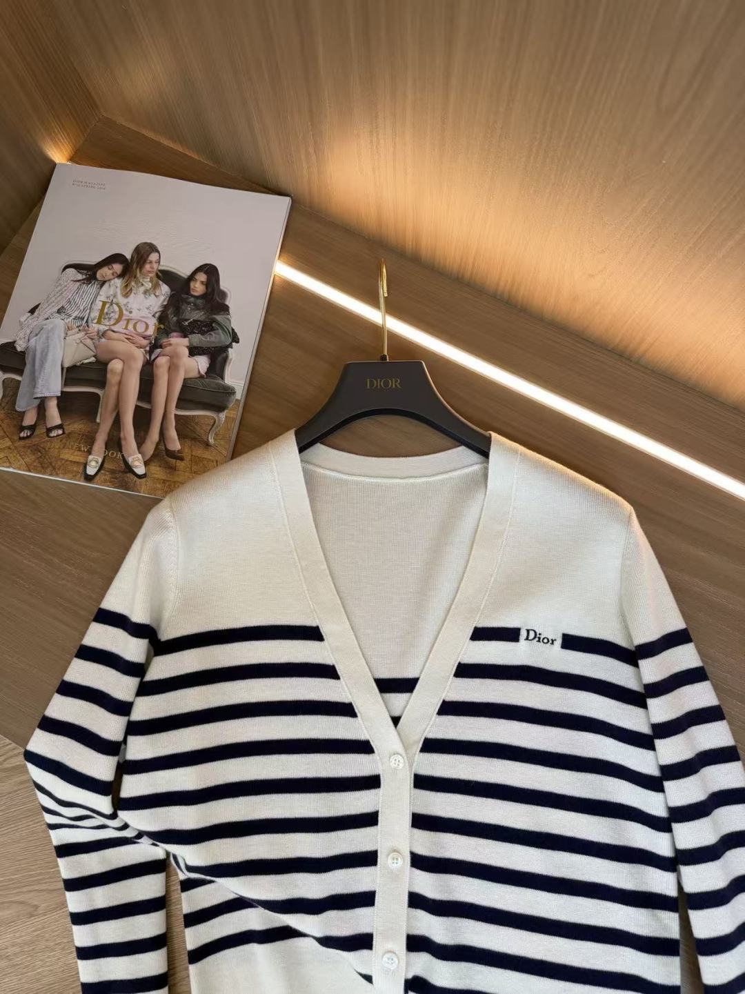 Cotton Stripe Knit Cardigan