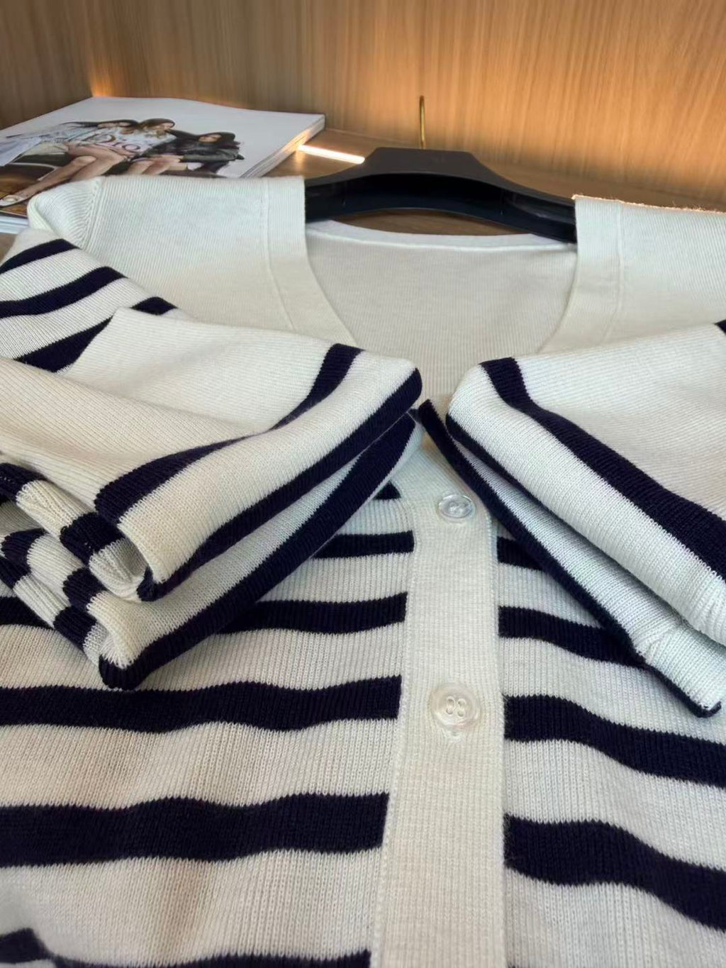 Cotton Stripe Knit Cardigan