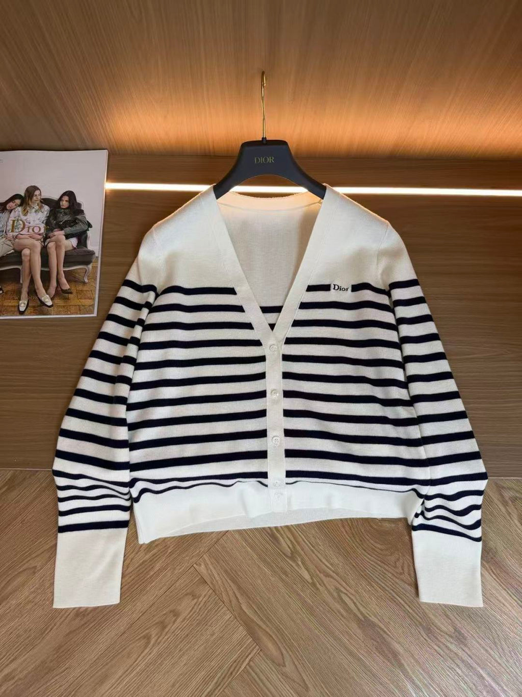 Cotton Stripe Knit Cardigan