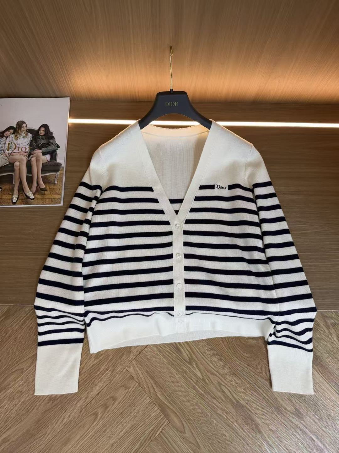 Cotton Stripe Knit Cardigan