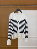 Cotton Stripe Knit Cardigan