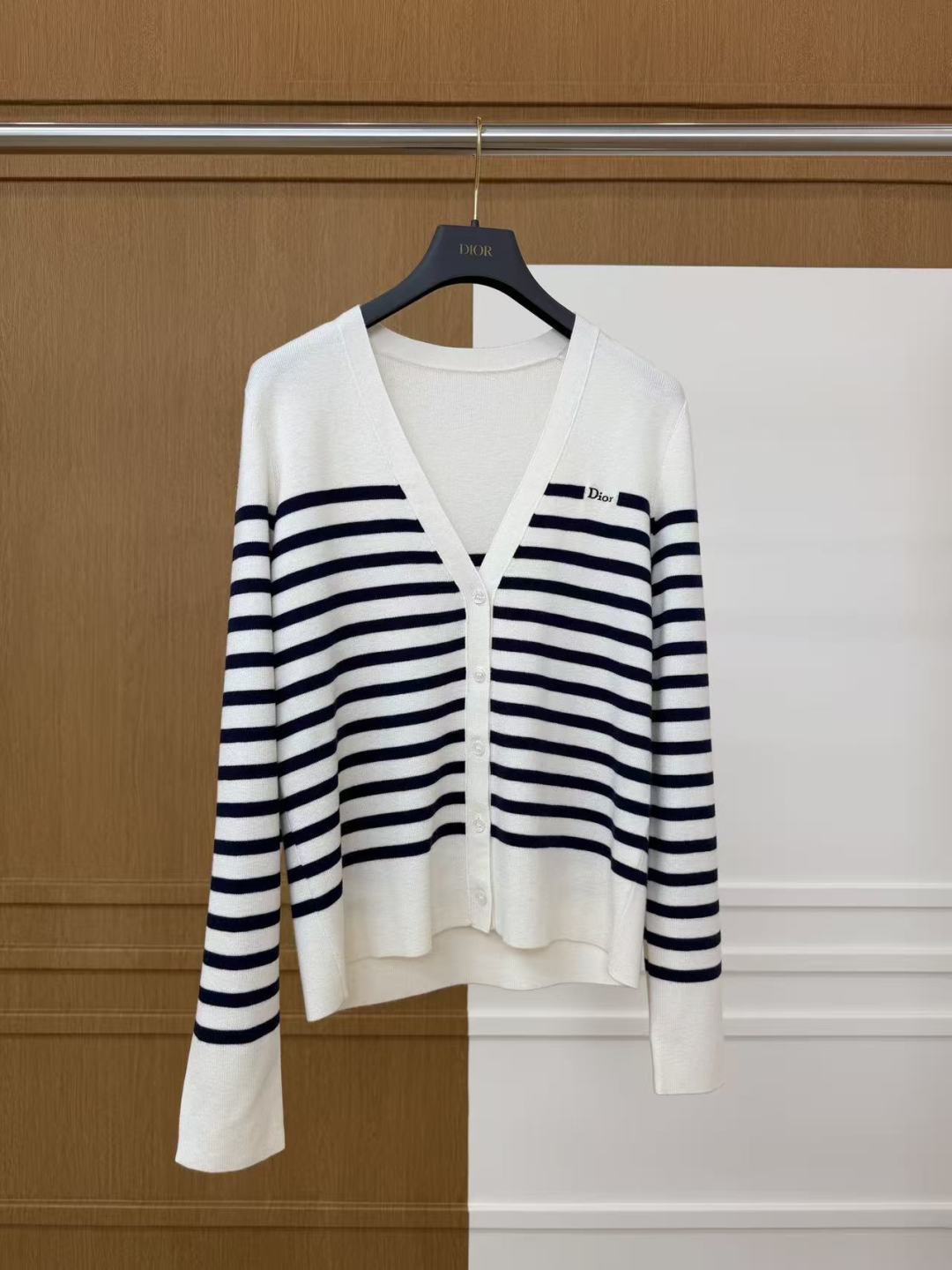 Cotton Stripe Knit Cardigan