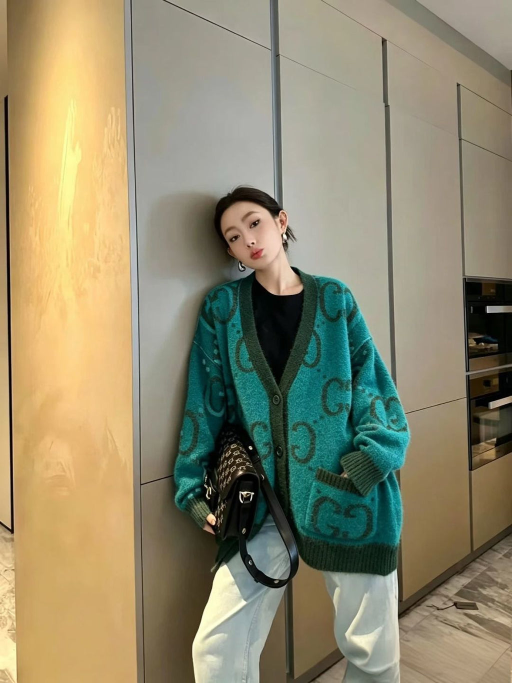 Reversible Brushed Knit Cardigan