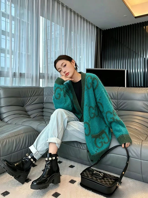 Reversible Brushed Knit Cardigan
