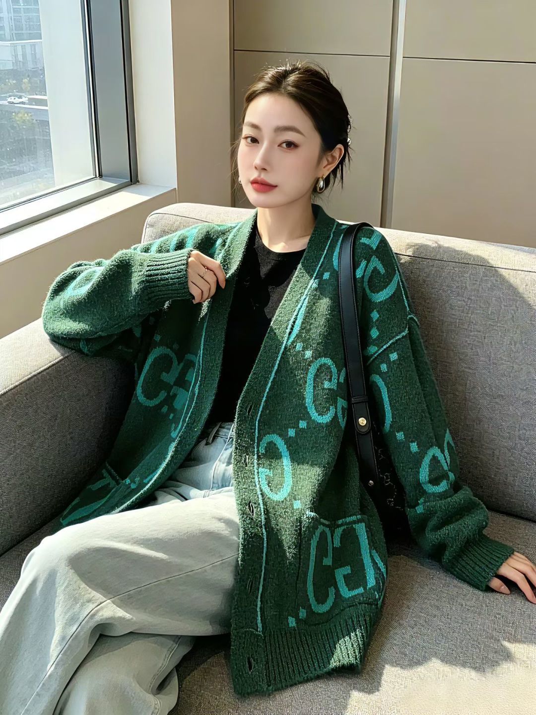 Reversible Brushed Knit Cardigan