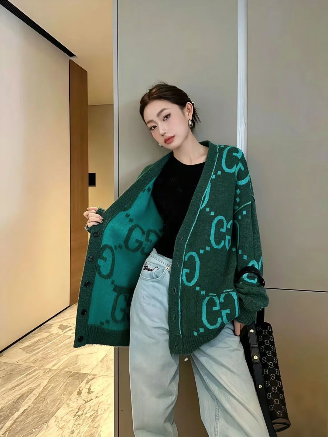 Reversible Brushed Knit Cardigan