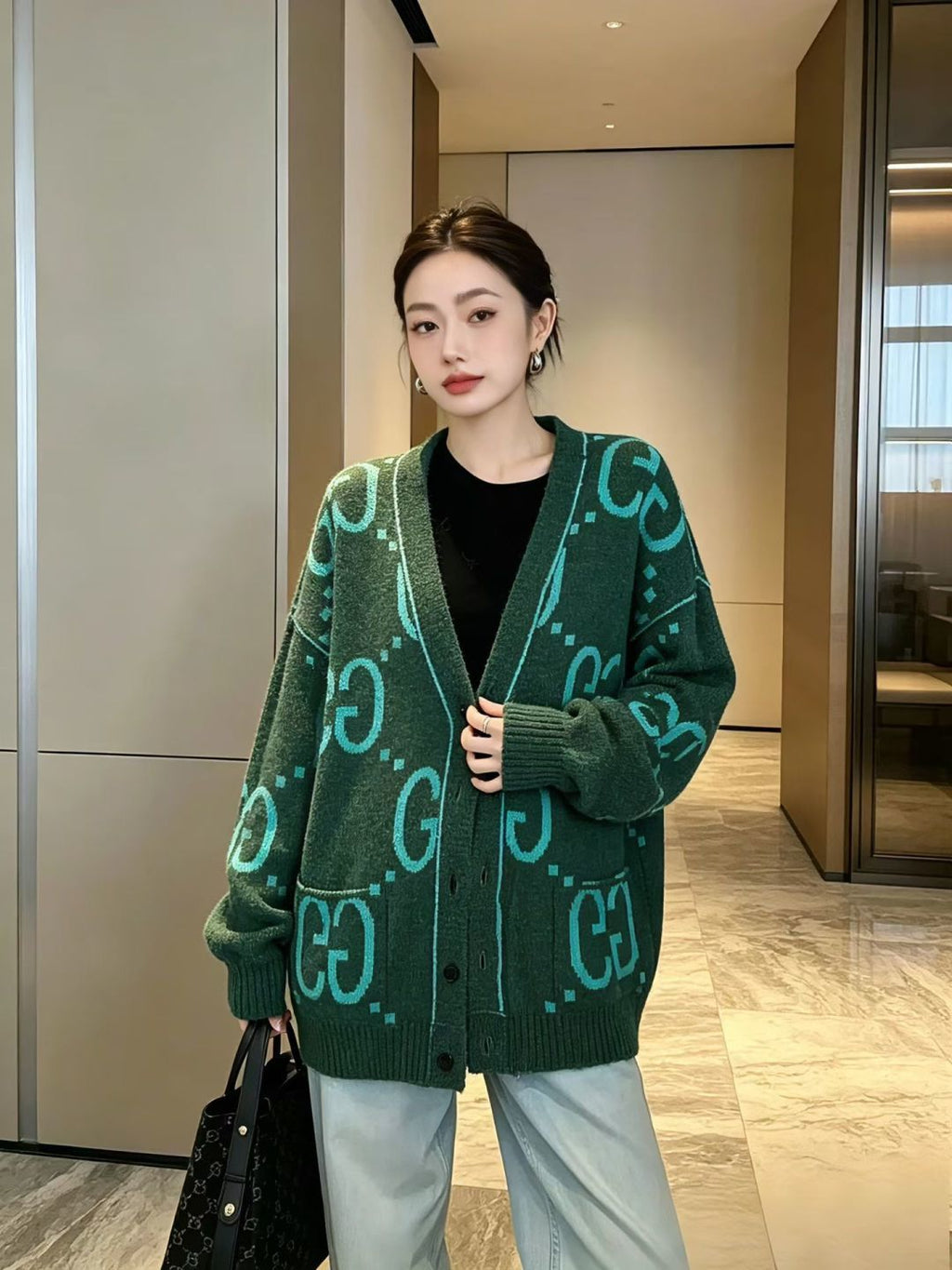 Reversible Brushed Knit Cardigan
