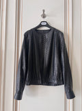 2026 AW Embroidered Logo Leather Jacket