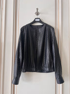 2026 AW Embroidered Logo Leather Jacket