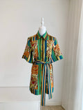 2026 SS Stripe Floral Patchwork Shirt Dress