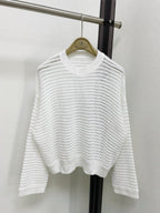 Open-Knit Sequin Crew Neck Sweater | 2026