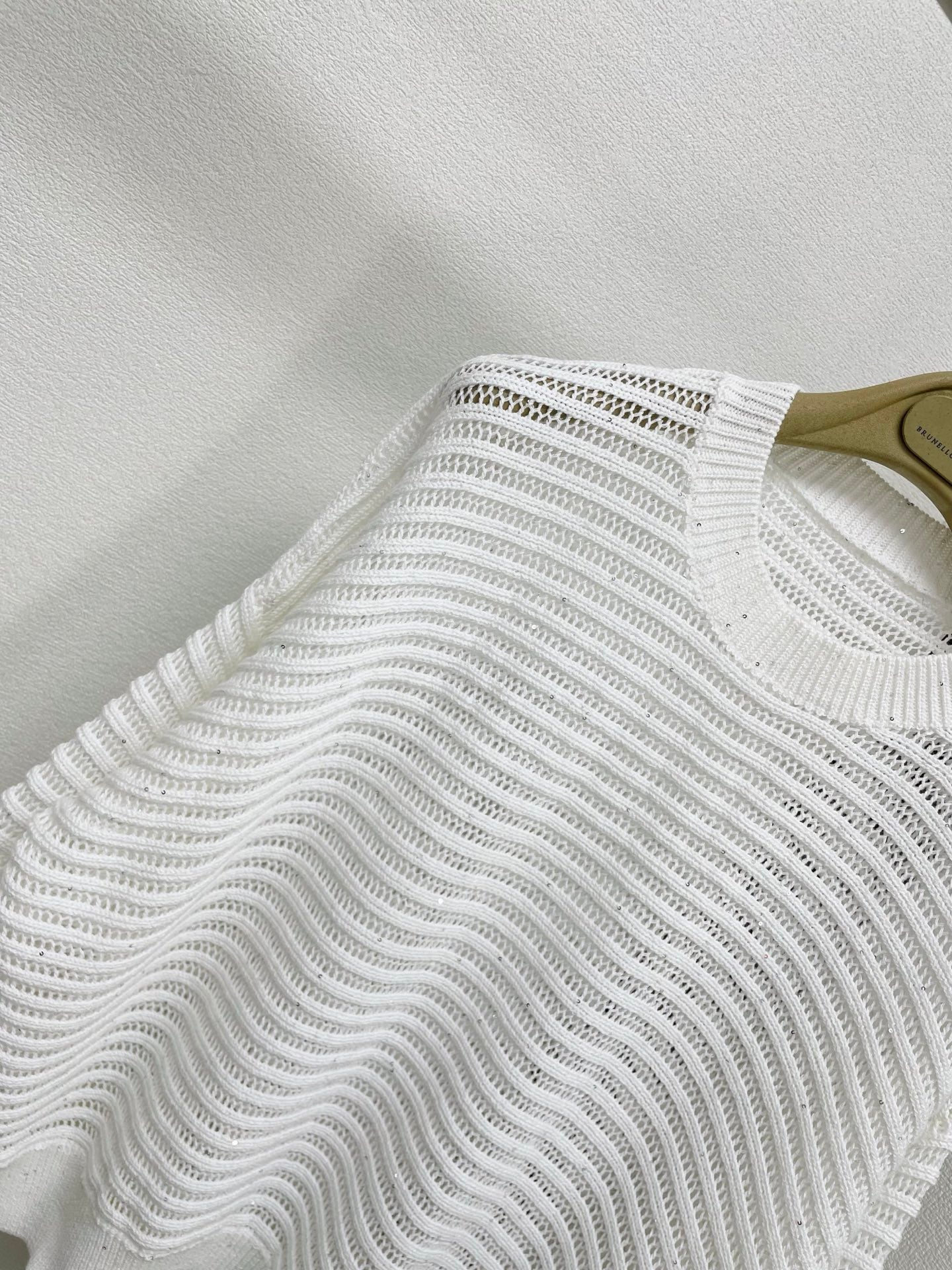 Open-Knit Sequin Crew Neck Sweater | 2026
