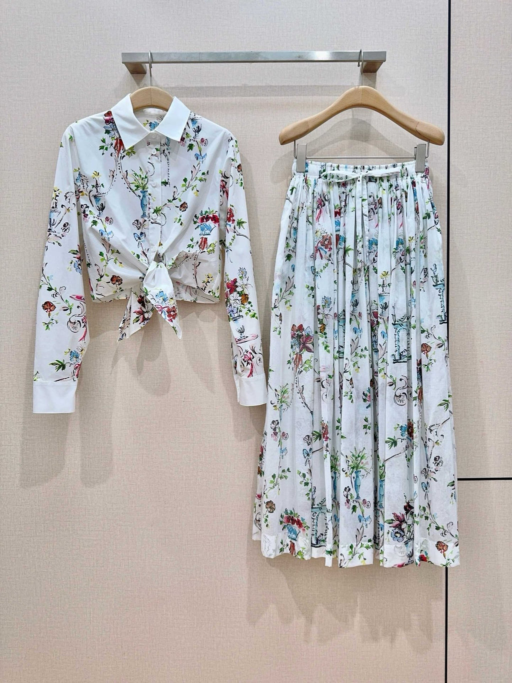 2026 SS Floral Print Shirt & Maxi Skirt Set
