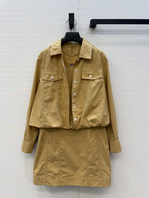 Faux Two-Piece Shirt Dress