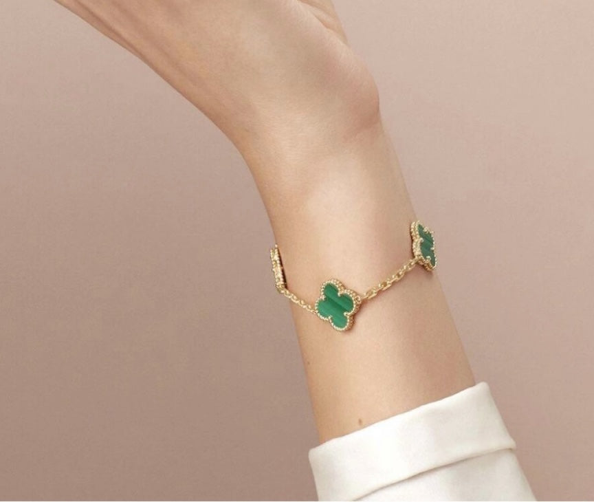 Four-Leaf Clover Stone Bracelet | Premium Quality|