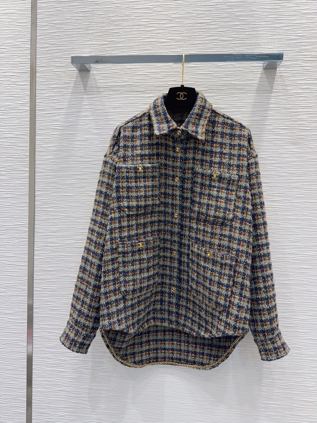 Contrast Check Logo Button Shirt Jacket | 2026