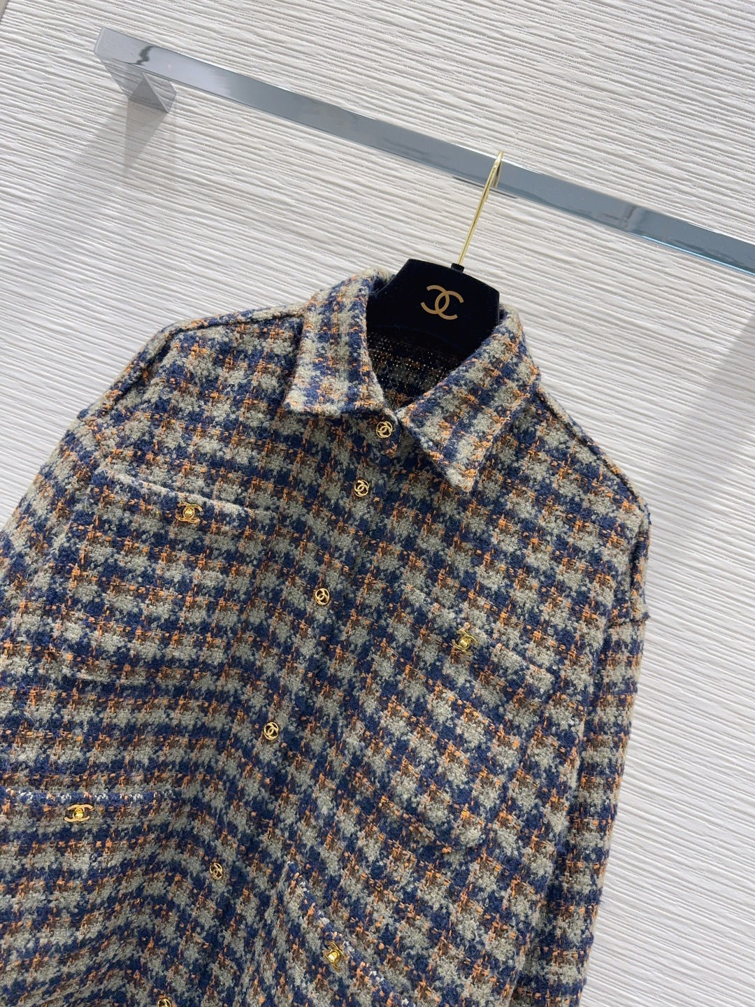 Contrast Check Logo Button Shirt Jacket | 2026