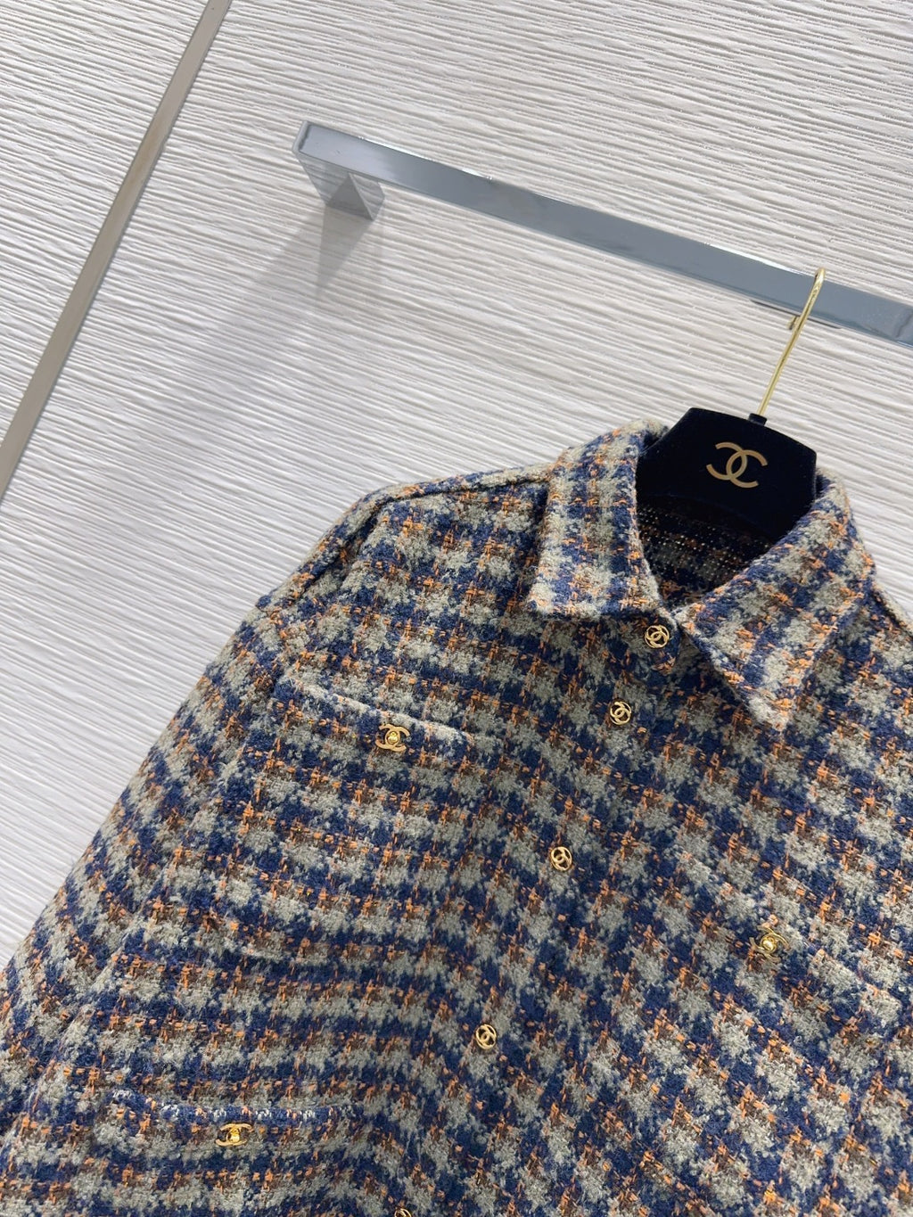 Contrast Check Logo Button Shirt Jacket | 2026